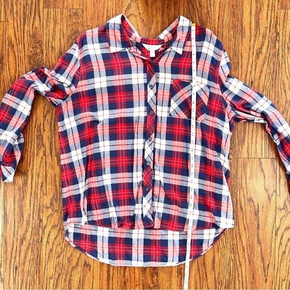 Market & Spruce Red White Blue Plaid Long Sleeve Button Shirt Stitch Fix XXL - Picture 10 of 12
